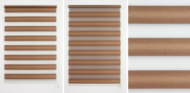 Zebra Roller Blind Curtain - Woodie Brown